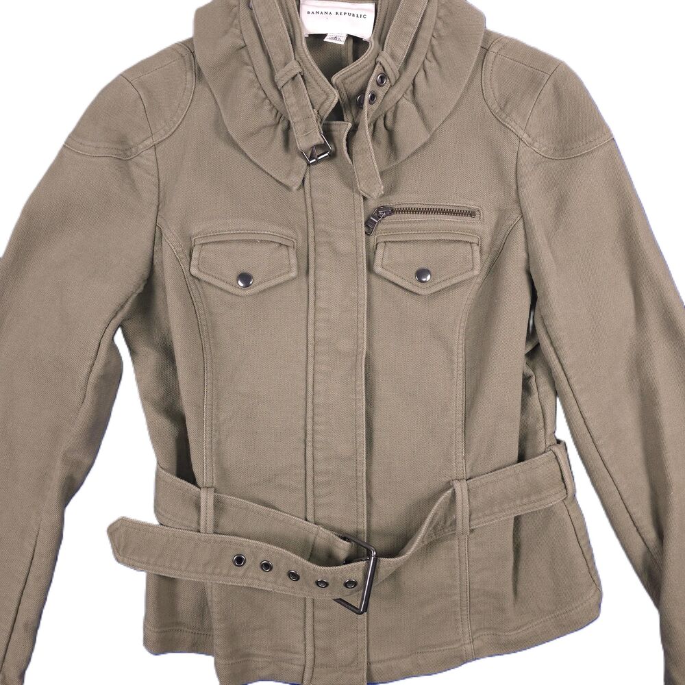 Banana Republic Jacket Womens Size 8 Green Safari Belted Utility Style